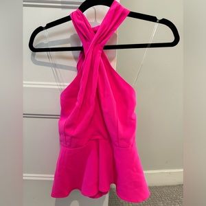 Pink Peplum Halter Top
